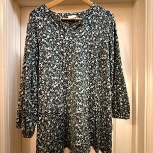 J. Jill Blue Floral Long Sleeve Top